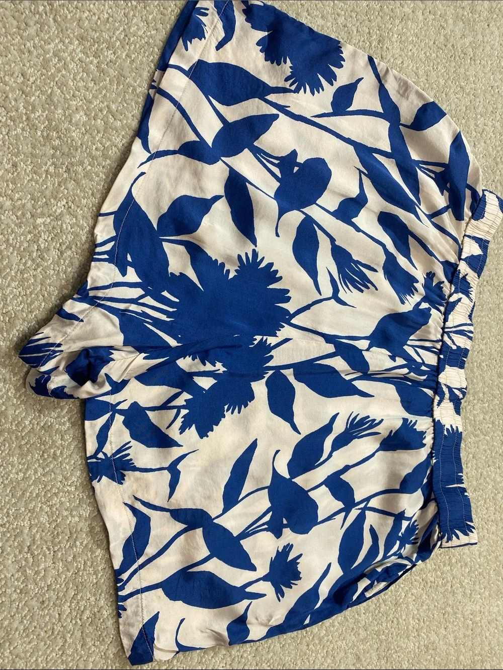 Anthropologie Blue Floral High-Waist Shorts Size L 100% Viscose